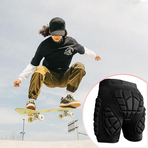 3D Protection Hip Butt EVA Paded Impact Shorts Women or Men Protective Gear Guard,Impact Pad Crash Pad Pants for Roller, Inline, Ice Skating, Snowboarding, and Skiing Black (L) in Saudi Arabia