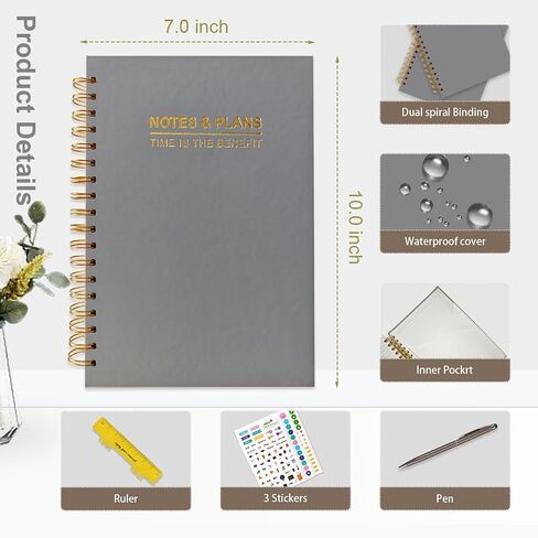 7 "× 10" مخطط ديلي ، دفتر ملاحظات مع جدول زمني للساعة - مخطط أسبوعي وشهريًا ، ومخططًا أسبوعيًا ، أسبوعيًا للقيام بمدفأة قائمة مع منظم الهدف والعادة. in Kuwait