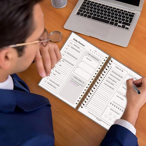 7 "× 10" مخطط ديلي ، دفتر ملاحظات مع جدول زمني للساعة - مخطط أسبوعي وشهريًا ، ومخططًا أسبوعيًا ، أسبوعيًا للقيام بمدفأة قائمة مع منظم الهدف والعادة. in Kuwait
