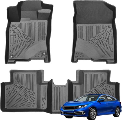 Floor Mats Car Mats Compatible with 2022-2024 Honda Civic All Weather Floor Mat Floor Liner Waterproof Front & Rear Row Full Set Automotive Floor Mats for Cars Black in Saudi Arabia