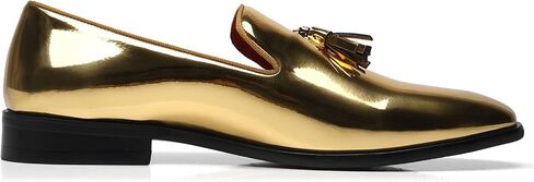 ELANROMAN Men's Patent Leather Loafers Wedding Party Prom Shoes in Kuwait
