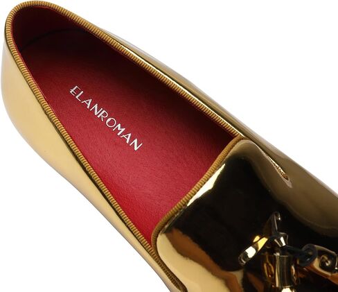 ELANROMAN Men's Patent Leather Loafers Wedding Party Prom Shoes in Kuwait