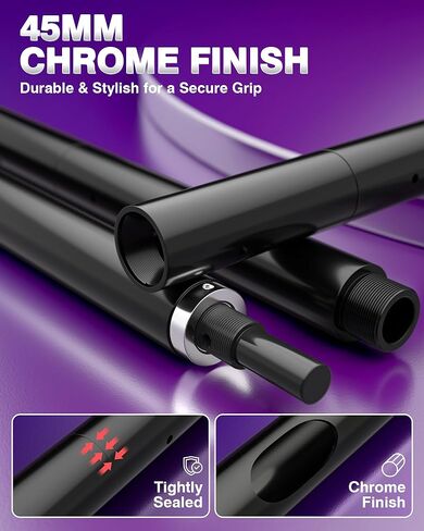 PYY Dance Pole for Home - Adjustable & Portable Dancing Pole for Gym Studio Pub, Chrome Finish, Spinning & Static Modes, No Drilling Required, Remote LED Lights, Fits 88"-108" Ceilings, 45mm, Black in Saudi Arabia