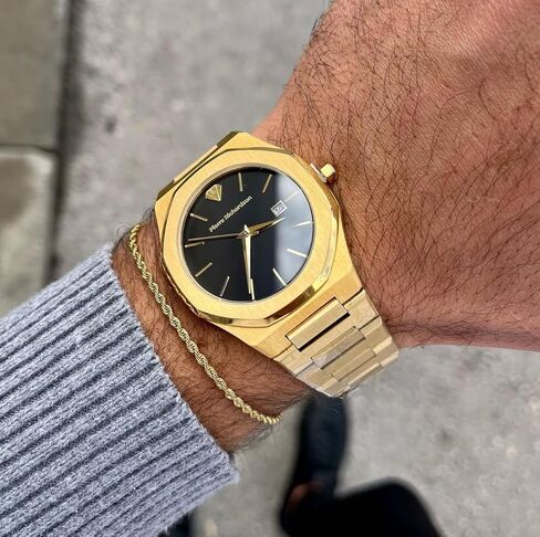 PIRRE Richardson PR5624 Men’s Watch – Black Stainless Steel, Star Dust Dial, Sapphire Crystal Glass, 5ATM in Kuwait