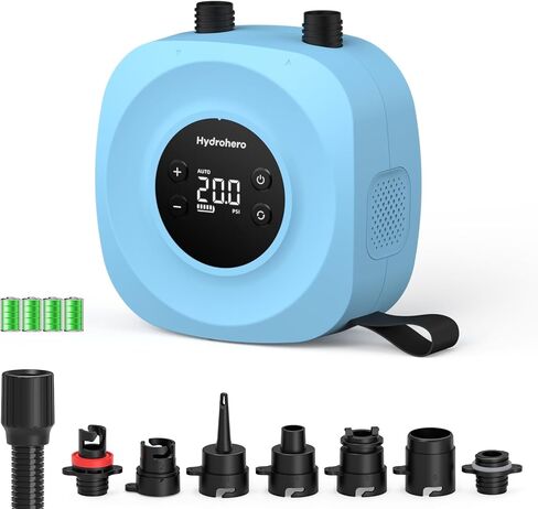Hydrohero Electric Paddle Board Pump, Rechargeable 20PSI High Pressure SUP Pump, Intelligent Dual Stage Inflation & Deflation, Auto-Off for Stand Up Paddle Boards, Surfing Kite, Tent, Boat in Kuwait