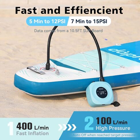 Hydrohero Electric Paddle Board Pump, Rechargeable 20PSI High Pressure SUP Pump, Intelligent Dual Stage Inflation & Deflation, Auto-Off for Stand Up Paddle Boards, Surfing Kite, Tent, Boat in Kuwait