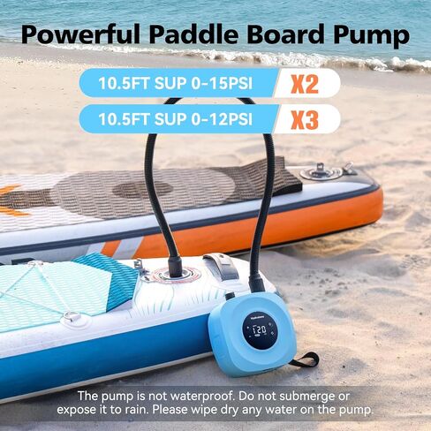 Hydrohero Electric Paddle Board Pump, Rechargeable 20PSI High Pressure SUP Pump, Intelligent Dual Stage Inflation & Deflation, Auto-Off for Stand Up Paddle Boards, Surfing Kite, Tent, Boat in Kuwait