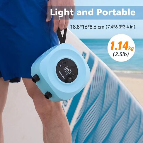 Hydrohero Electric Paddle Board Pump, Rechargeable 20PSI High Pressure SUP Pump, Intelligent Dual Stage Inflation & Deflation, Auto-Off for Stand Up Paddle Boards, Surfing Kite, Tent, Boat in Kuwait