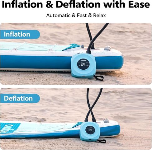 Hydrohero Electric Paddle Board Pump, Rechargeable 20PSI High Pressure SUP Pump, Intelligent Dual Stage Inflation & Deflation, Auto-Off for Stand Up Paddle Boards, Surfing Kite, Tent, Boat in Kuwait