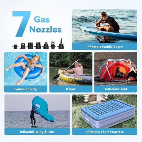 Hydrohero Electric Paddle Board Pump, Rechargeable 20PSI High Pressure SUP Pump, Intelligent Dual Stage Inflation & Deflation, Auto-Off for Stand Up Paddle Boards, Surfing Kite, Tent, Boat in Kuwait