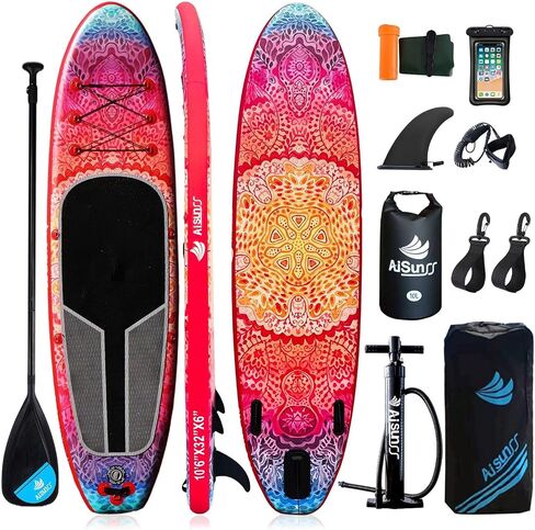 Inflatable Paddle Board for Adult, Paddle Board for All Skill Levels, Wide SUP Board with Primium Accessories Include SUP Carry Bag, Hand Pump, 10L Waterproof Bag and Adj Paddle in Kuwait
