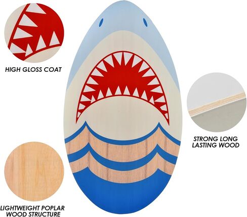 seething 35 Inch Skimboard with High Gloss Coat Wood Skim Board for Beginners,Kids, Teenagers, Adults and All Skimming in Kuwait