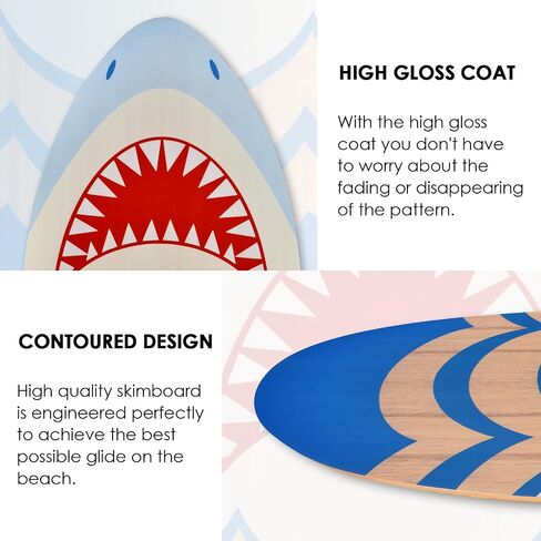 seething 35 Inch Skimboard with High Gloss Coat Wood Skim Board for Beginners,Kids, Teenagers, Adults and All Skimming in Kuwait