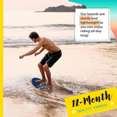 Own the Wave New Zealand ‘Hang Loose’ Skimboard with Colored EVA Grip Pad and High Gloss Clear Coat Wooden Skim Boards for Kids and Adults | Choose from 2 Sizes and Traction Pad Color in Kuwait