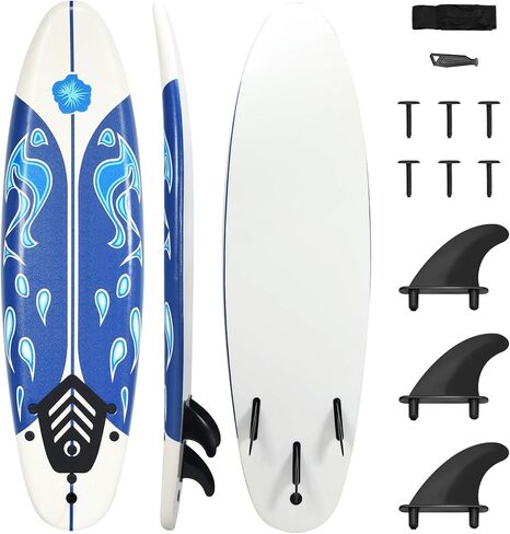 Gymax Surfboard ، لوحة جسم 6 'مع زعانف قابلة للإزالة ومقود واقية ، لوحة ركوب الأمواج غير المنقولة لركوب الأمواج ، اليوغا لمياه الصيد in Kuwait