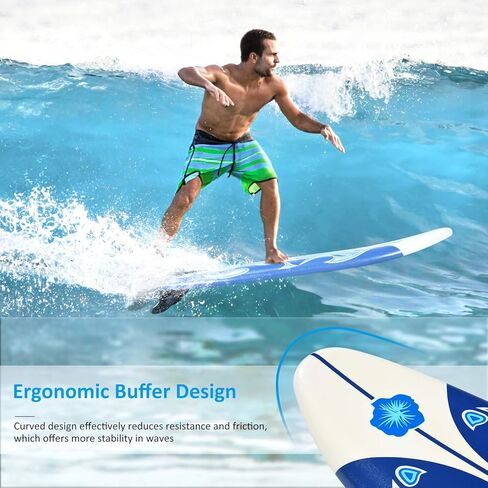 Gymax Surfboard ، لوحة جسم 6 'مع زعانف قابلة للإزالة ومقود واقية ، لوحة ركوب الأمواج غير المنقولة لركوب الأمواج ، اليوغا لمياه الصيد in Kuwait