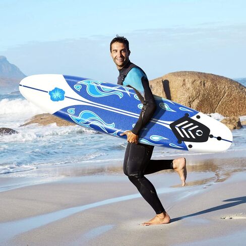 Gymax Surfboard ، لوحة جسم 6 'مع زعانف قابلة للإزالة ومقود واقية ، لوحة ركوب الأمواج غير المنقولة لركوب الأمواج ، اليوغا لمياه الصيد in Kuwait
