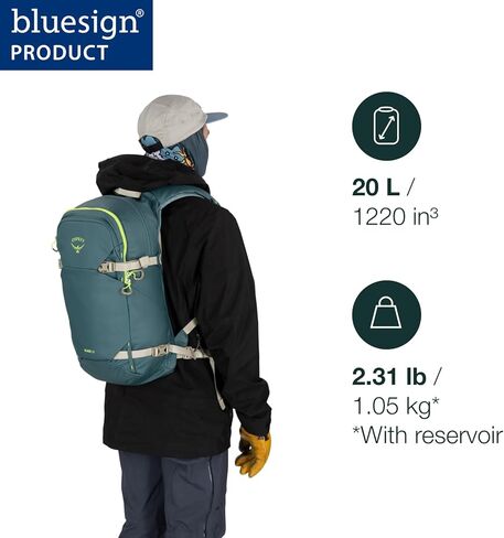 OSPREY GLADE - حقيبة الظهر التزلج على التزلج على الجليد - حقيبة الظهر الشتوية على الجليد البارد مع خزان ماء 2.5 لتر وتسخير معزول in Kuwait