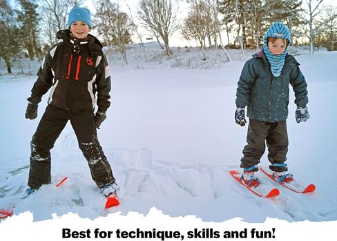 Tundra Wolf Kids skis - skis for Kids with Universal bindings for Toddlers and up -Shoe Size 9C to 7Y - Build Balance and Technique with Flexible ski Skates (26'' x 4'' with 3'' tip) in Saudi Arabia