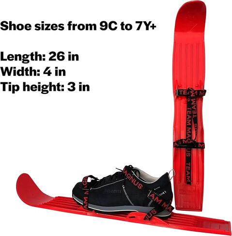Tundra Wolf Kids skis - skis for Kids with Universal bindings for Toddlers and up -Shoe Size 9C to 7Y - Build Balance and Technique with Flexible ski Skates (26'' x 4'' with 3'' tip) in Saudi Arabia