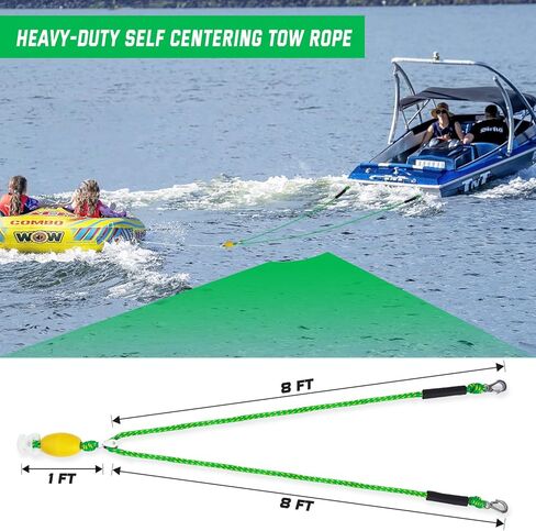 Self Centering Boat Tow Harness for Tubing, Boat Tow Rope Harness with Pulley and Large Hooks for Towing 1-4 Riders Towable Tubes, Pulling Water Skiing, Wakeboarding in Saudi Arabia