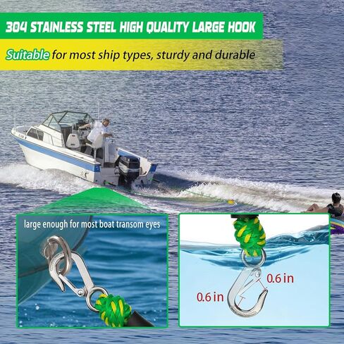 Self Centering Boat Tow Harness for Tubing, Boat Tow Rope Harness with Pulley and Large Hooks for Towing 1-4 Riders Towable Tubes, Pulling Water Skiing, Wakeboarding in Saudi Arabia