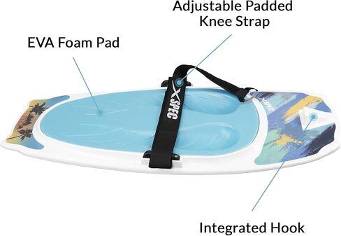 Xspec Kneeboard with Hook Strap for Knee Surfing Boating Waterboarding Kneeling with Padded Foam Surface for Kids, Teens & Adults in Saudi Arabia