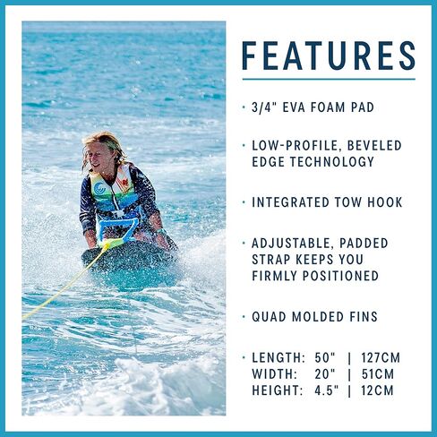Zup Kneeboard مع حزام مبطن قابل للتعديل مع وسادة رغوة EVA مريحة ، مثالية للرياضات المائية وصعود الركبة ، 50 "× 20" in Kuwait