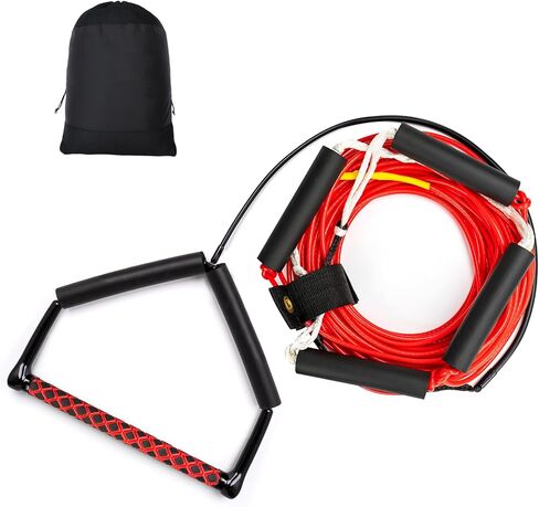 حبل ومقبض 75 قدمًا ، لا يوجد حبل سحب من Dyneema Dyneema ، 4 أقسام تطفو على حبل التزلج على الماء للاستيقاظ ، والكسل المائي ، والركبة ، و Wakesurfing in Kuwait