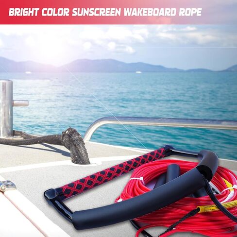 حبل ومقبض 75 قدمًا ، لا يوجد حبل سحب من Dyneema Dyneema ، 4 أقسام تطفو على حبل التزلج على الماء للاستيقاظ ، والكسل المائي ، والركبة ، و Wakesurfing in Kuwait