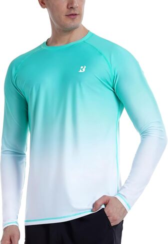 Roadbox Men's UPF 50+ Swim Shirts, Long Sleeve UV Sun Protection Rash Guard, Quick Dry SPF T-Shirt for Beach Surfing Fishing in Saudi Arabia