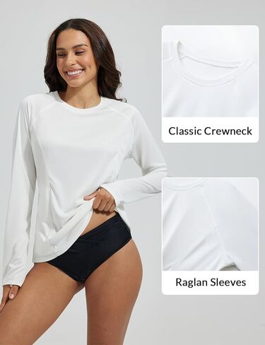 baleaf Rash Guard for Women Swim Shirts UPF 50+ UV Sun Protection Long Sleeve Swimsuit Top Zipper Pocket Thumbhole in Kuwait