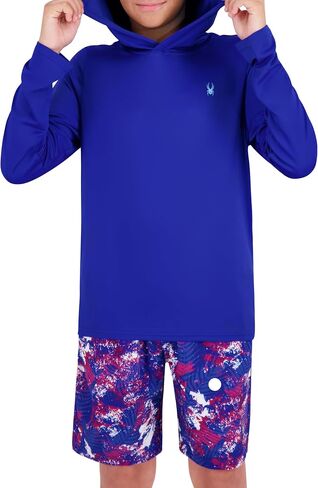 Spyder Boys' Long Sleeve Hooded Rash Guard – UPF 30+ Protection, Quick-Dry, 4-Way Stretch Swim Shirt in Saudi Arabia