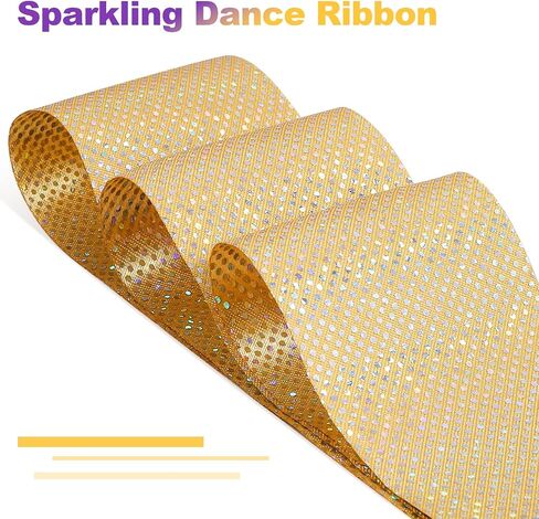 2PCS Sparkly Dance Ribbon for Kids Girls Princess Mermaid Ballet Ballerina Gymnastics Birthday Party Favors Decorations, 6.6 Ft Twirl Streamer Ribbon Dancer Wands for Class Talent Shows in Kuwait