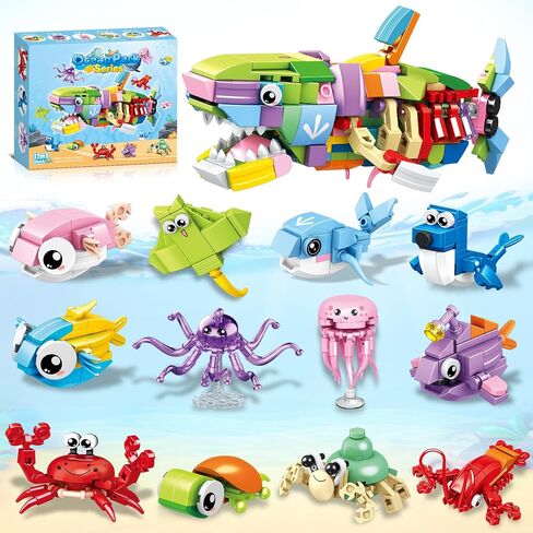 Creator 3 in 1 Animals Building Set, Owl, Shark, Crocodle, Tiger to Animal Figure Toys, Creative Collectible for 8-12 Boys Girls (1084 Pieces) in Kuwait