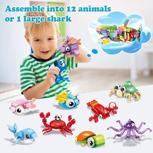 Creator 3 in 1 Animals Building Set, Owl, Shark, Crocodle, Tiger to Animal Figure Toys, Creative Collectible for 8-12 Boys Girls (1084 Pieces) in Kuwait