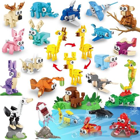 Creator 3 in 1 Animals Building Set, Owl, Shark, Crocodle, Tiger to Animal Figure Toys, Creative Collectible for 8-12 Boys Girls (1084 Pieces) in Kuwait