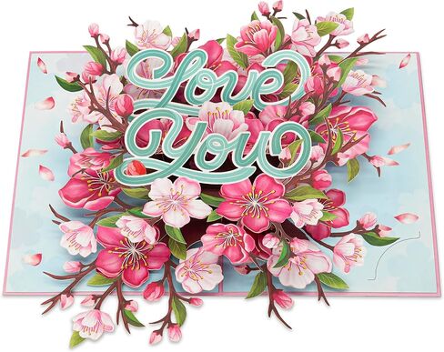 Floral Red Roses Pop Up Card, Love You, 3D Cards, Gifts for Birthday, Mothers Day, Anniversary, Valentines Day, Mom, Wife, Her, 5x7 - Includes Envelope And Message Note in Saudi Arabia