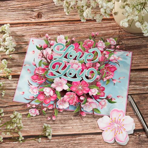 Floral Red Roses Pop Up Card, Love You, 3D Cards, Gifts for Birthday, Mothers Day, Anniversary, Valentines Day, Mom, Wife, Her, 5x7 - Includes Envelope And Message Note in Saudi Arabia