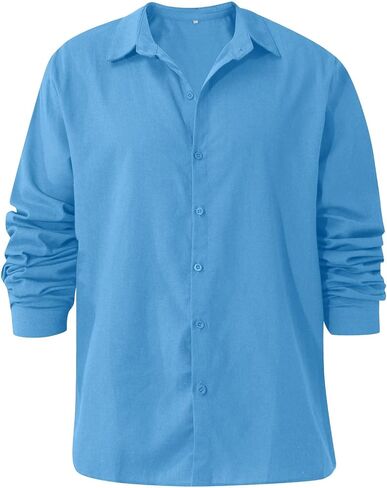 Short Sleeve Shirts for Men Spring Summer Men's Casual Cotton Linen Solid Color Short Shirts Loose Mens in Saudi Arabia