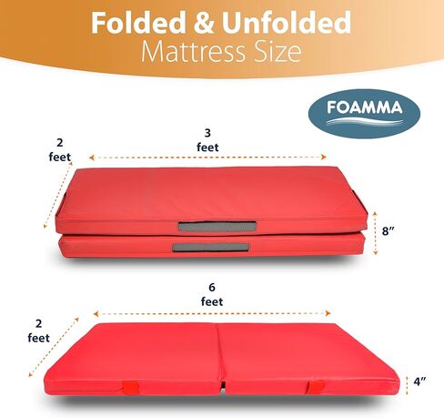 Foamma Gymnastics Landing Mat - 4" x 2 ft x 6 ft, Red Foldable for Kids and Adults, Wrestling With Waterproof Cover, High-Density Tumbling, Gymnastics Equipment for Indoor and Outdoor in Saudi Arabia