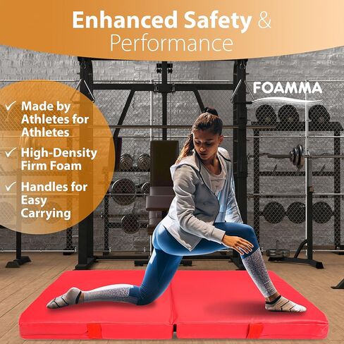 Foamma Gymnastics Landing Mat - 4" x 2 ft x 6 ft, Red Foldable for Kids and Adults, Wrestling With Waterproof Cover, High-Density Tumbling, Gymnastics Equipment for Indoor and Outdoor in Saudi Arabia
