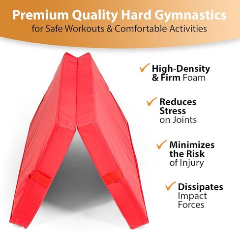 Foamma Gymnastics Landing Mat - 4" x 2 ft x 6 ft, Red Foldable for Kids and Adults, Wrestling With Waterproof Cover, High-Density Tumbling, Gymnastics Equipment for Indoor and Outdoor in Saudi Arabia