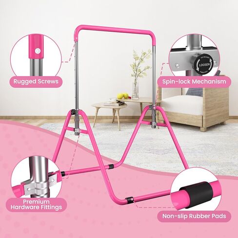 DOBESTS Kids Gymnastics Bar Folding Horizontal Bar, Adjustable Height Gymnastic Horizontal Bars, GymnasticTraining Equipment for Home in Kuwait