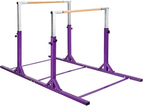 GOFLAME Double Horizontal Bars, Gymnastics Parallel Bars with Adjustable Height and Width, Junior Training Gym Bar for Kids, Ideal for Indoor Outdoor Use in Saudi Arabia