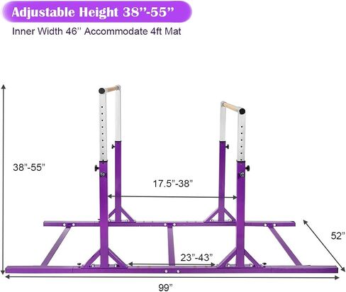 GOFLAME Double Horizontal Bars, Gymnastics Parallel Bars with Adjustable Height and Width, Junior Training Gym Bar for Kids, Ideal for Indoor Outdoor Use in Saudi Arabia