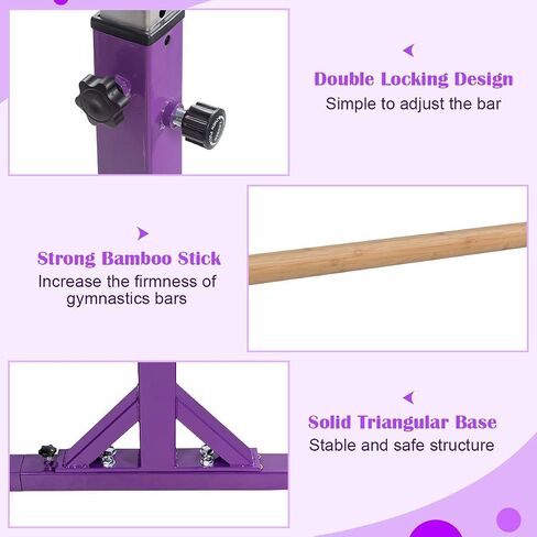 GOFLAME Double Horizontal Bars, Gymnastics Parallel Bars with Adjustable Height and Width, Junior Training Gym Bar for Kids, Ideal for Indoor Outdoor Use in Saudi Arabia