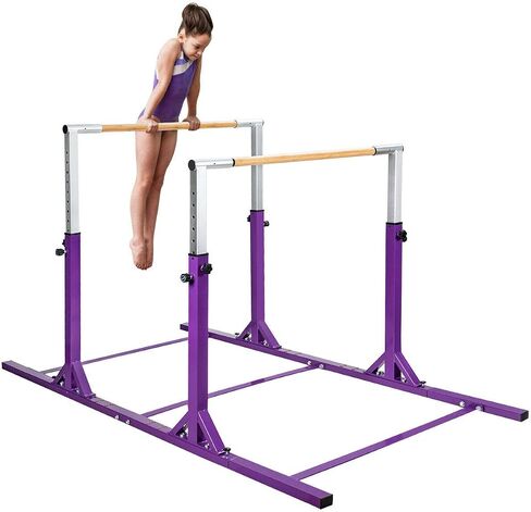 Costzon Double Horizontal Bars, Junior Gymnastic Training Parallel Bars w/11-Level 38-55" Adjustable Heights, 264lbs Capacity, Ideal for Indoors, Outdoor, Home Practice in Saudi Arabia
