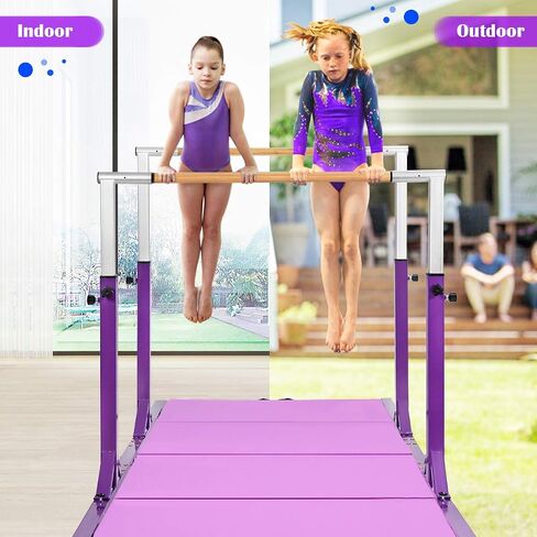 Costzon Double Horizontal Bars, Junior Gymnastic Training Parallel Bars w/11-Level 38-55" Adjustable Heights, 264lbs Capacity, Ideal for Indoors, Outdoor, Home Practice in Saudi Arabia