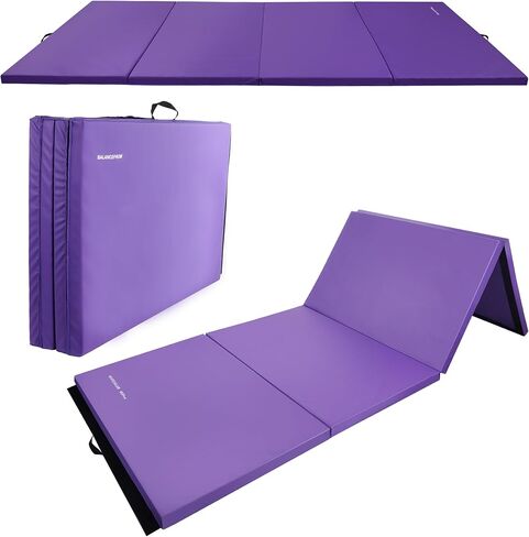 Folding Exercise Gymnastics Aerobics Mat, 4'x8'x2" Gym Workout Mat with Handles High-Density Anti-Tear Portable Fitness Mats for Home Gym Yoga Pilates Tumbling MMA Core Training, Multiple Colors in Saudi Arabia